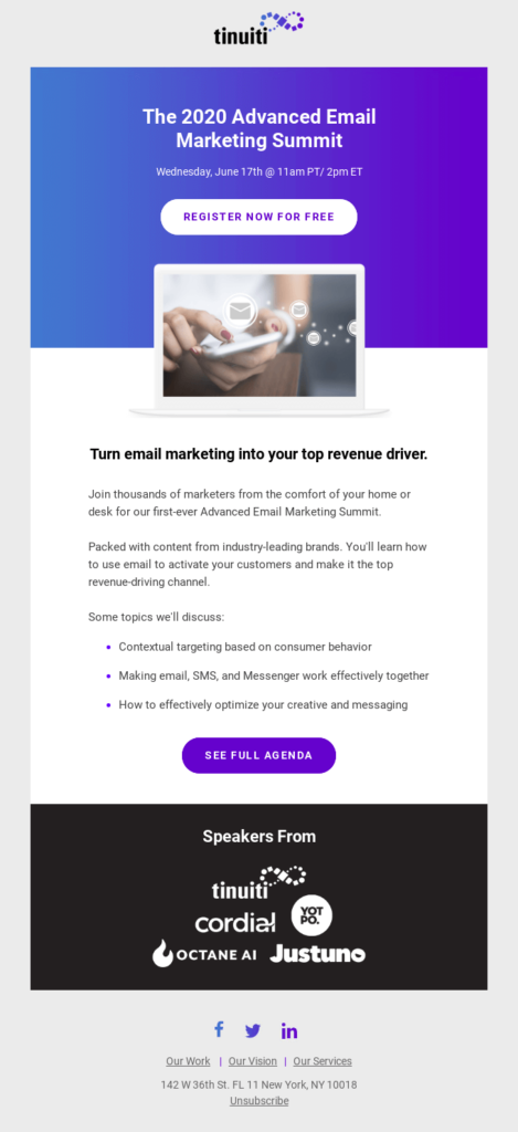 Feature image in an email