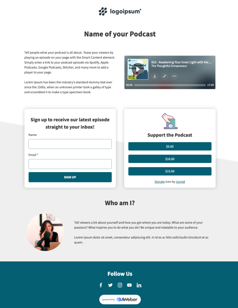 accept donations landing page template