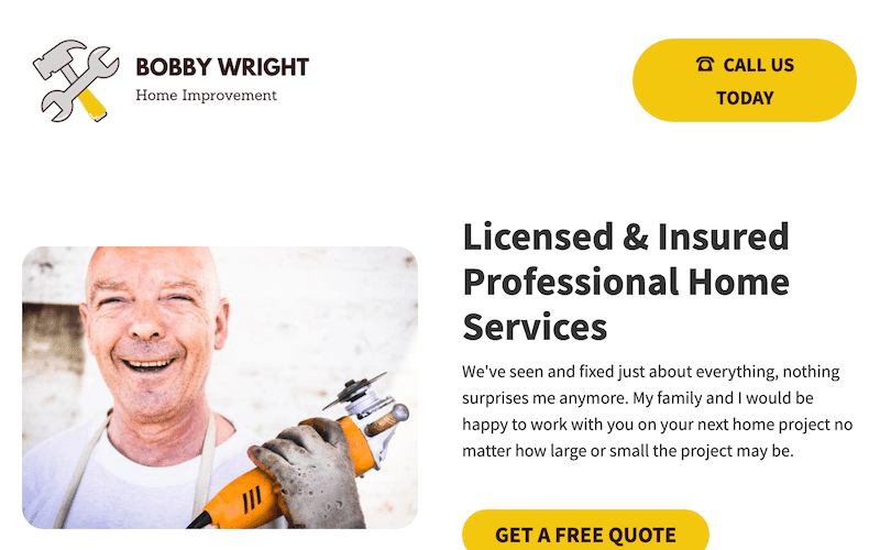 professional home services quote page example