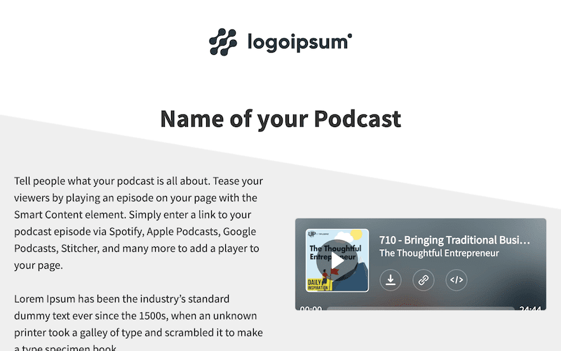 podcast landing page example