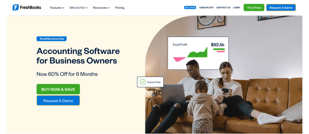 FreshBooks home page