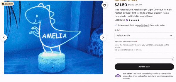 Using a video of a product in Etsy