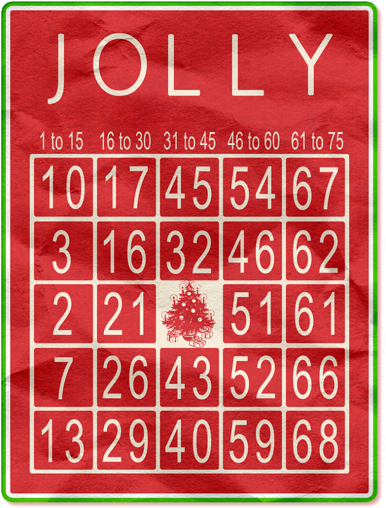 A bingo card that says "Jolly."