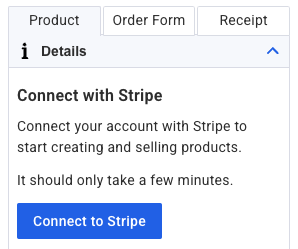 A button to connect to Stripe.