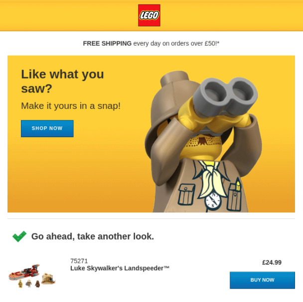 Lego cart abandoned email