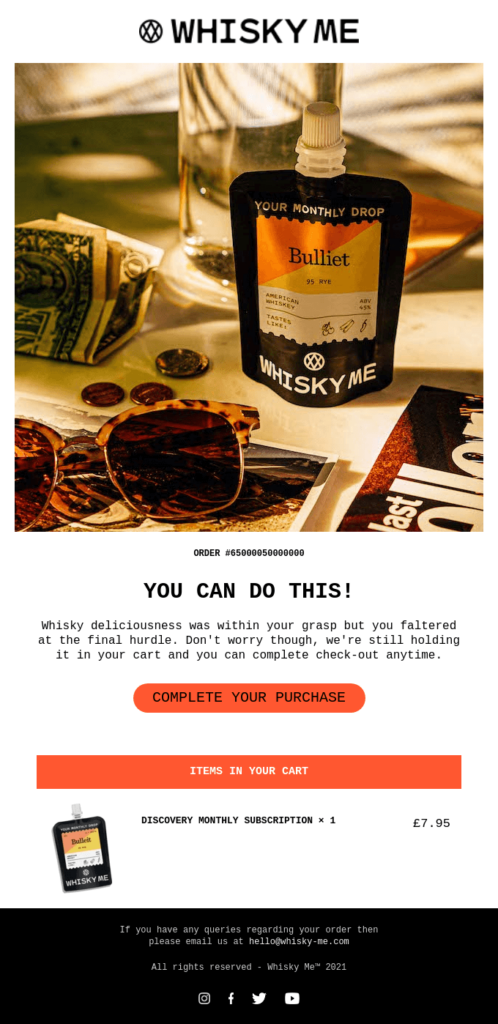 Whisky Me email example