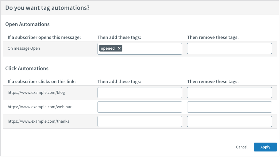 Tag subscribers when they open a broadcast email.