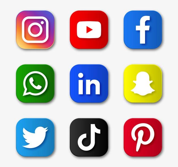 Social media icons.