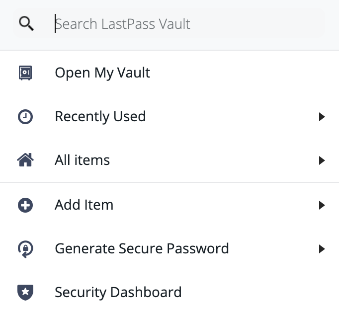 LastPass plugin options.