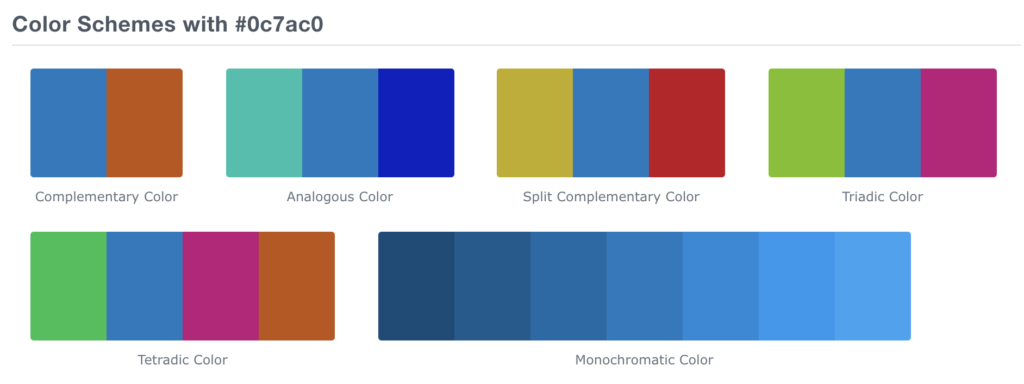 Color schemes in ColorHexa.