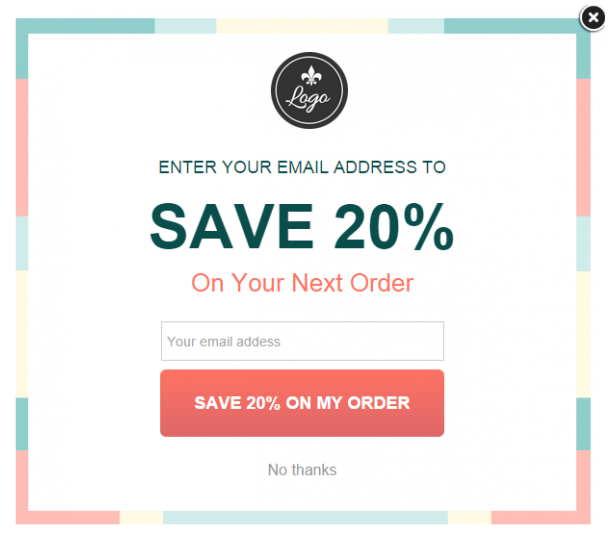Example of a discount code after providing email address