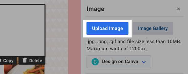Upload image button in AWeber's platform