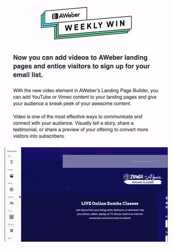 GIF in an newsletter showing a product tutorial