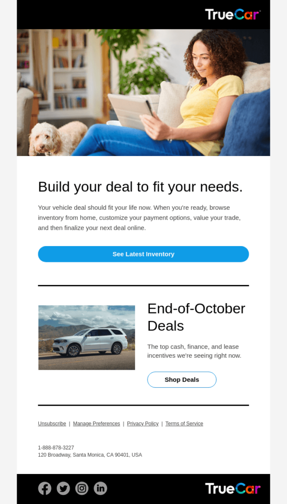 TrueCar email with elements spaced out