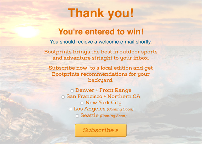 If you're running a contest, your first welcome email should be all about that. 
