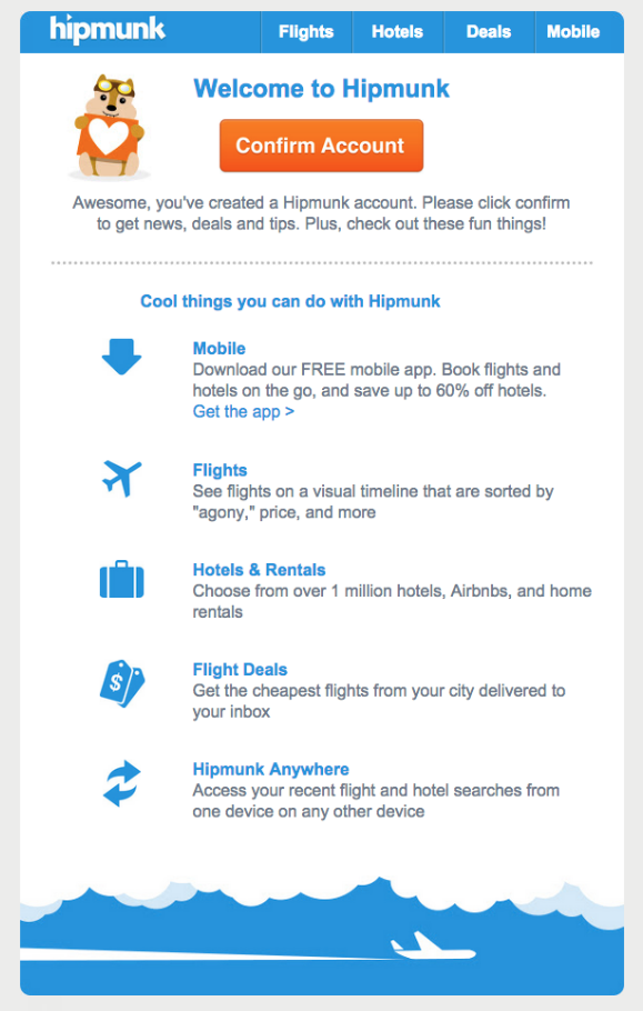 Email confirmation from Hipmunk