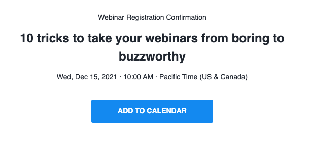 Top half of registration confirmation email from VentureBeat