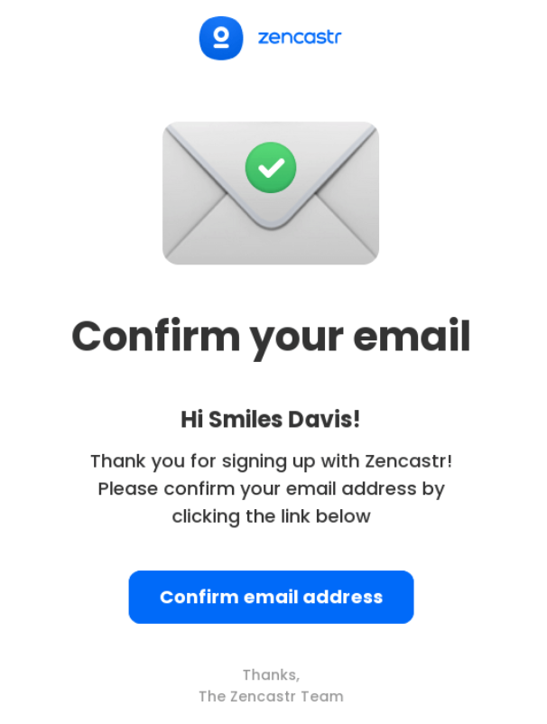 Zencastr email subscription confirmation