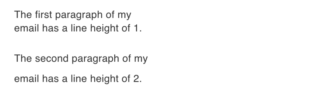 One paragraph with a line height of 1. Another paragraph with a line height of 2.