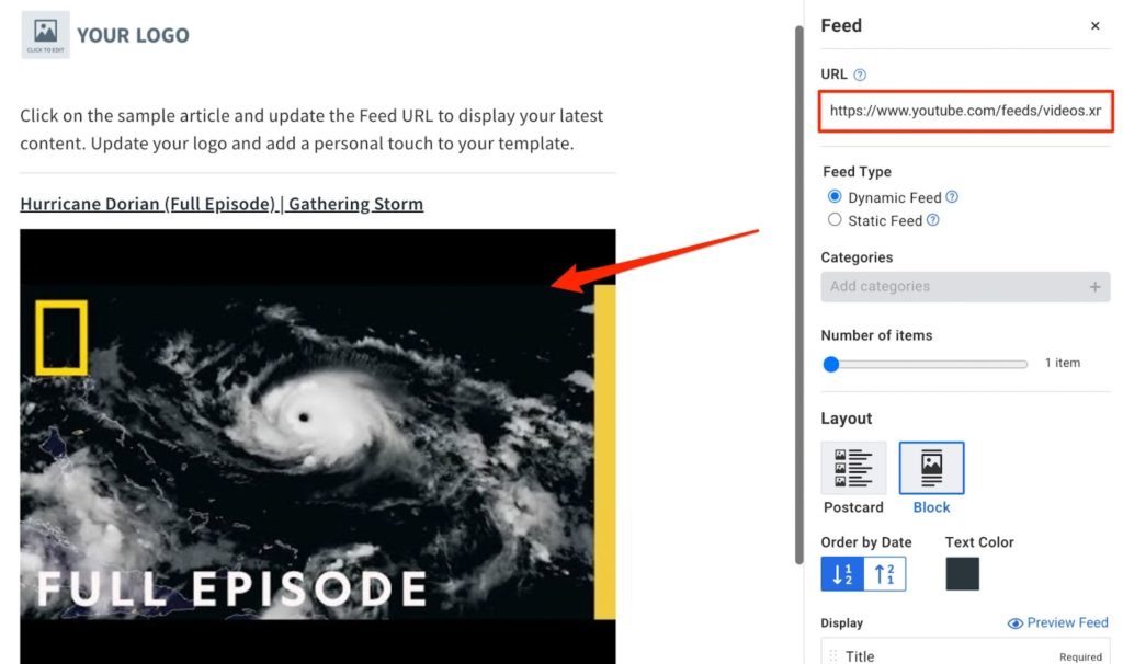 How to add your feed to the auto newsletter email itself.