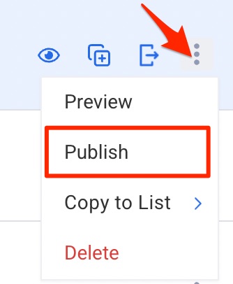How to publish: Click on the three dots on the landing page index, then click Publish.