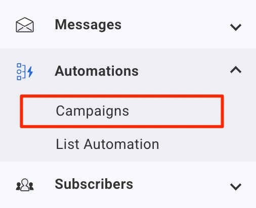 Campaigns in the AWeber menu.