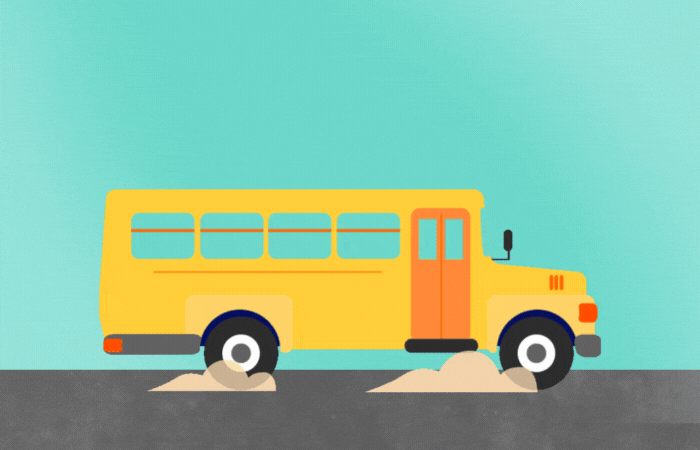 Back to school GIF with a bus