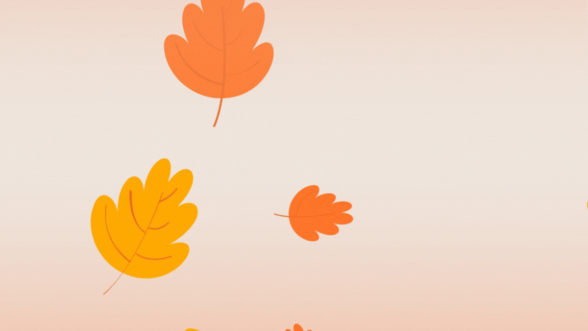 Hello Autumn GIF with blowing leaves