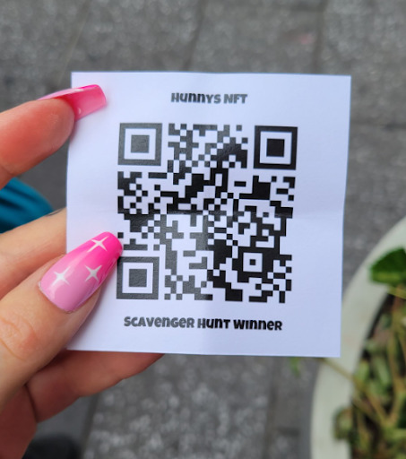 The printed QR code that Hunnys used to create a scavenger hunt