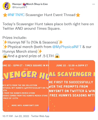A tweet explaining how the scavenger hunt would work. 