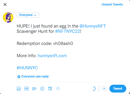 A tweet announcing that someone found an egg - and a special code that identified the winner and which prize they won.
