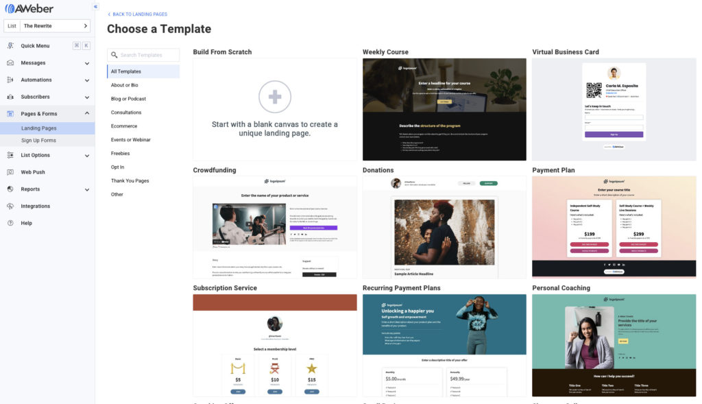 landing page templates for a paid newsletter