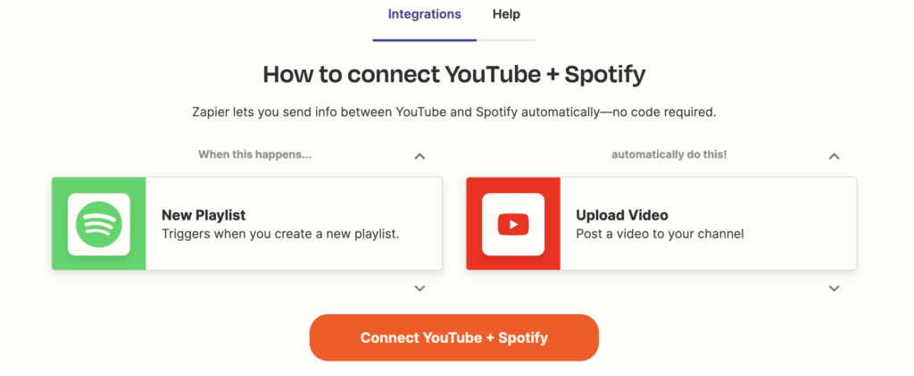 How to connect YouTube and Spotify on Zapier.