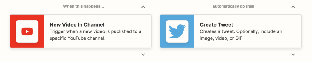 Créez un Tweet à partir d'une nouvelle vidéo de votre chaîne YouTube à l'aide de Zapier.