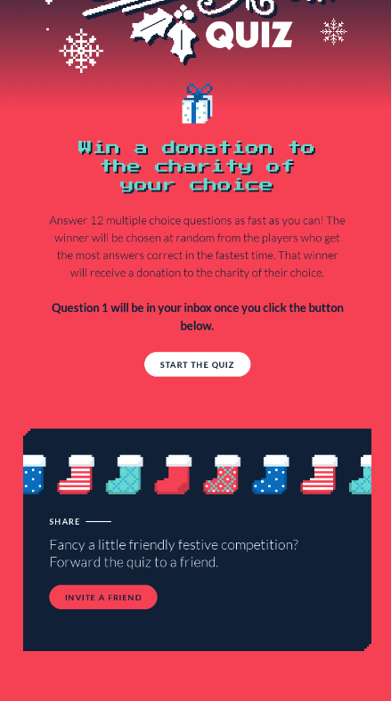Interactive holiday email with a quiz