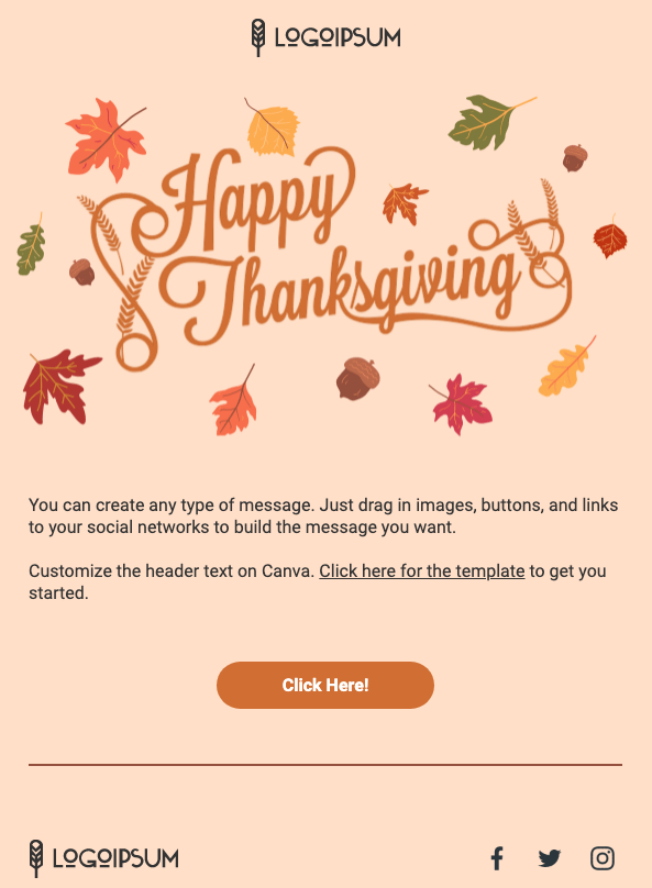 Happy Thanksgiving email template