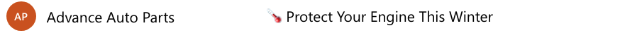 Advanced Auto Parts email with the subject line "Protect your engine this Winter"