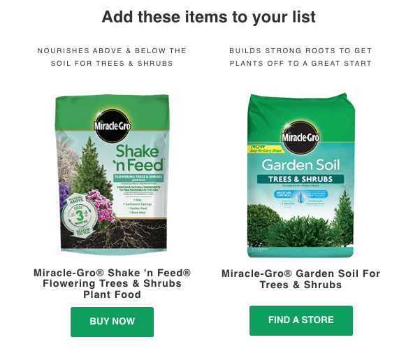 Email from Miracle-Gro which provides helpful landscaping tips to their sales email