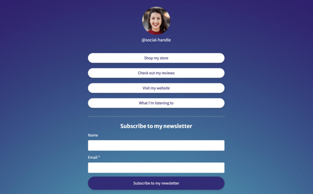 A desktop page with multiple buttons and a sign up form.