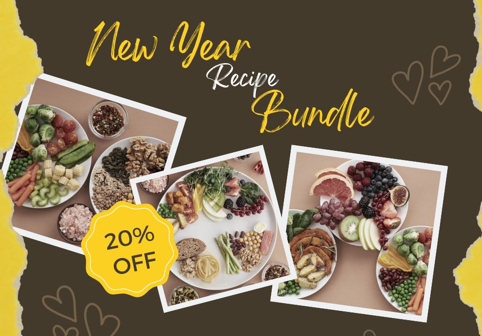 A New Year Recipe Bundle graphic from Canva. Bundling products is great for New Year's marketing campaigns