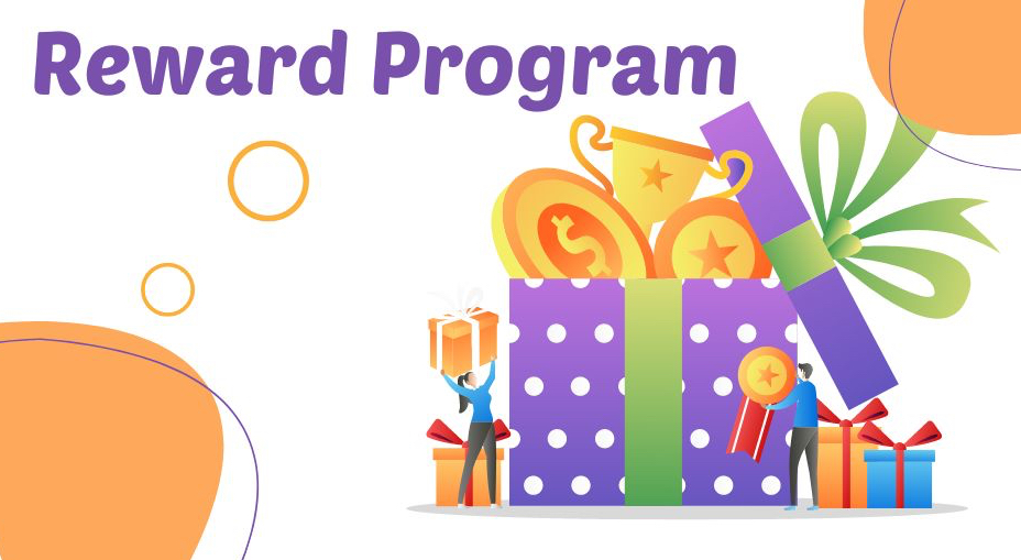 A graphic that says "Reward Program." If you need ideas for New Year's marketing campaigns, think about how you can best say "thank you" to your most valuable customers. 