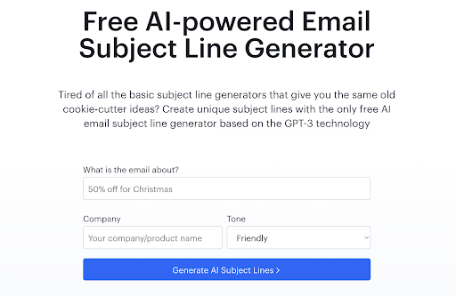 Subject line creator tool from Encharge