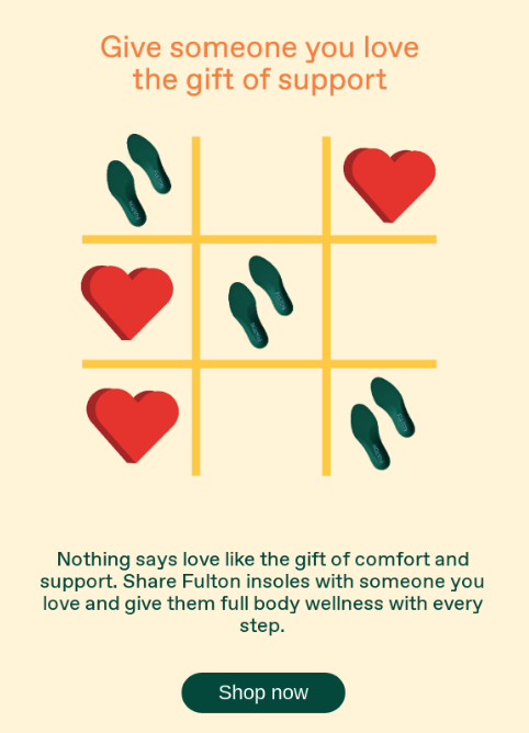 Email example from Fulton associating benefits of their product with Valentine's day