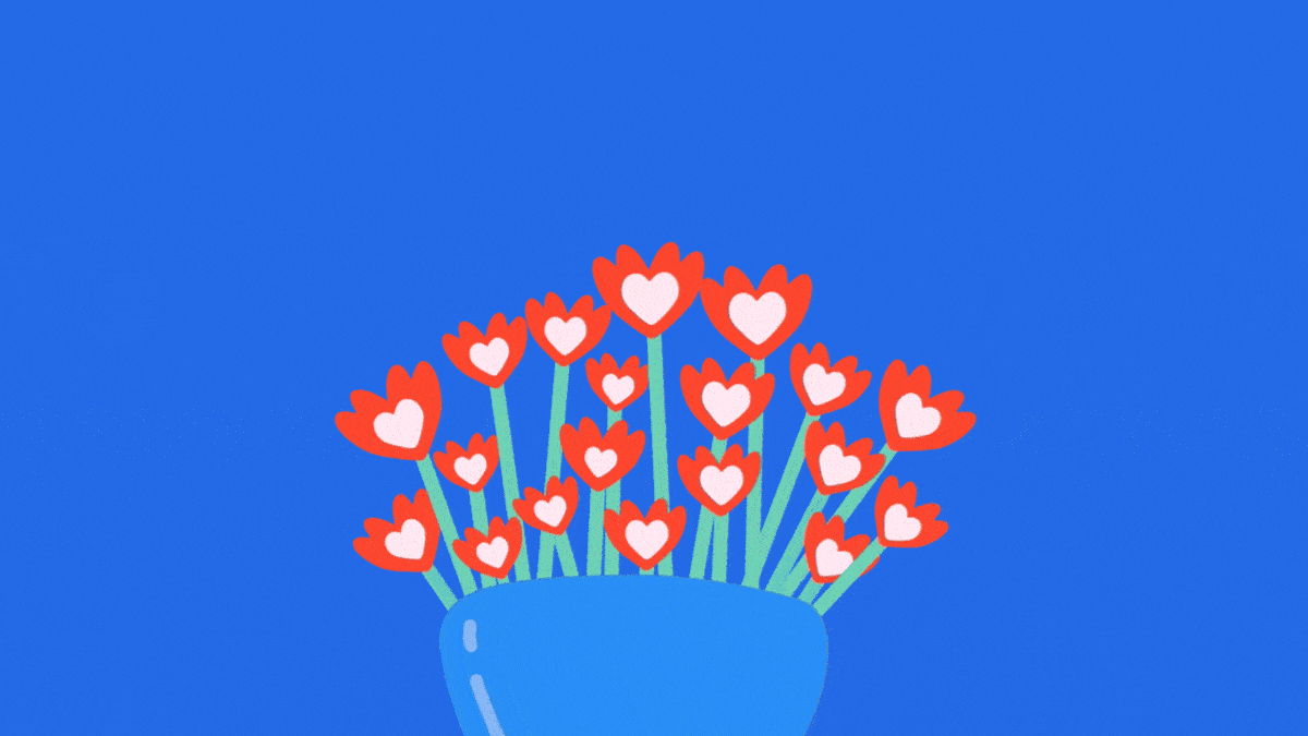 Happy Valentine's Day GIF with heart shaped flowers
