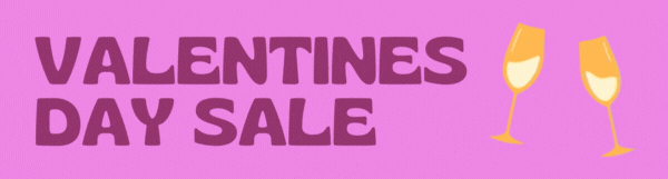 Valentine's Day Sale GIF showing two glasses toasting
