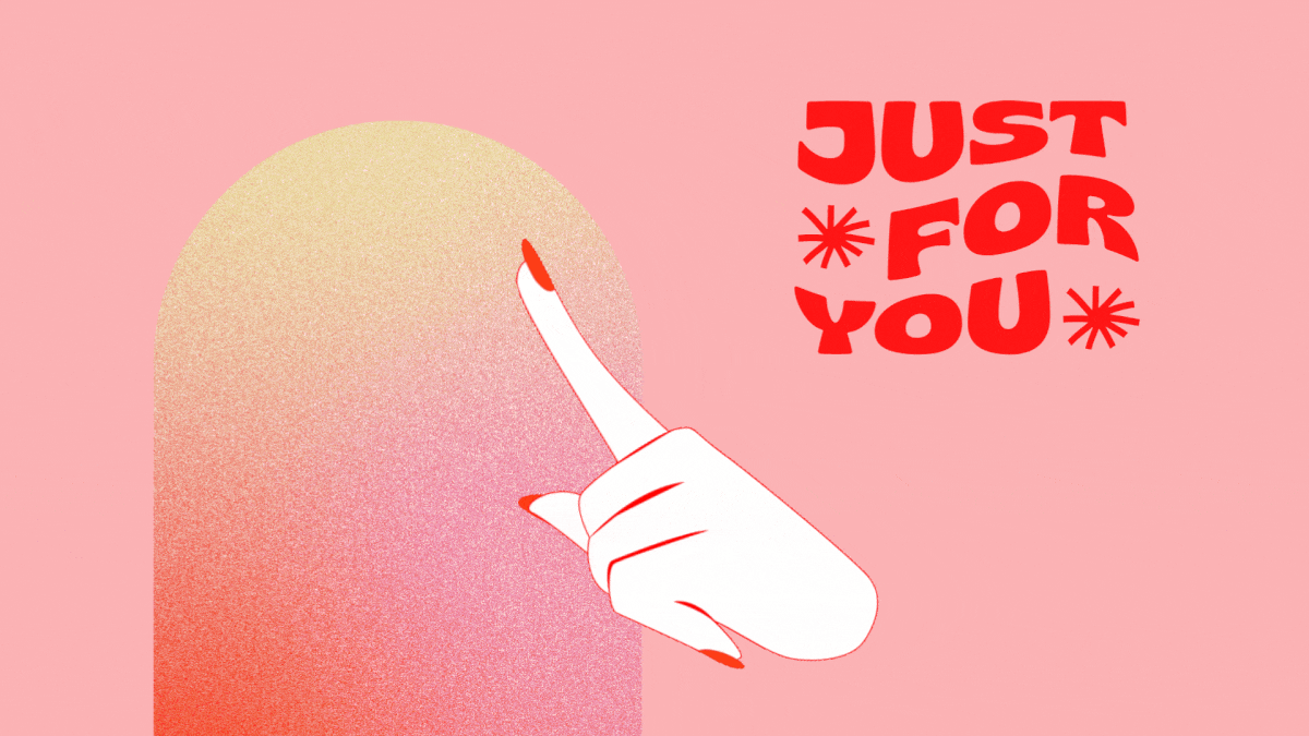 Valentine's day GIF with "Just for you" message