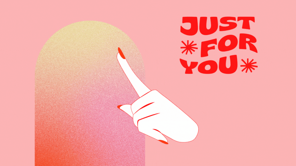 Valentine's day GIF with "Just for you" message