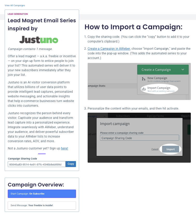 If you move your Revue newsletter to AWeber, you'll be able to import a pre-built welcome campaign so you can build a relationship with your subscribers right from the start.