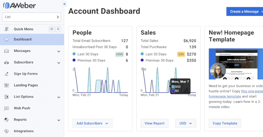 Abra el menú rápido con CMD + K y utilícelo para crear una página de destino.