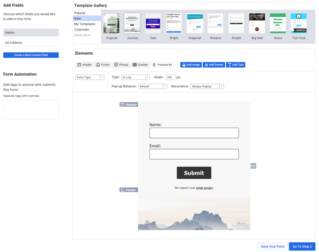 Configurar el generador de formularios en AWeber